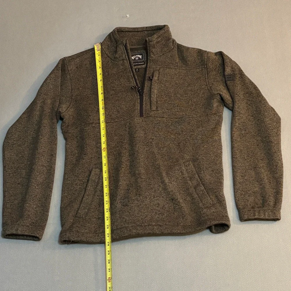 Billabong Adventure Division Mens M Quarter Zip Fleece Pullover Sweater Brown - Picture 3 of 5